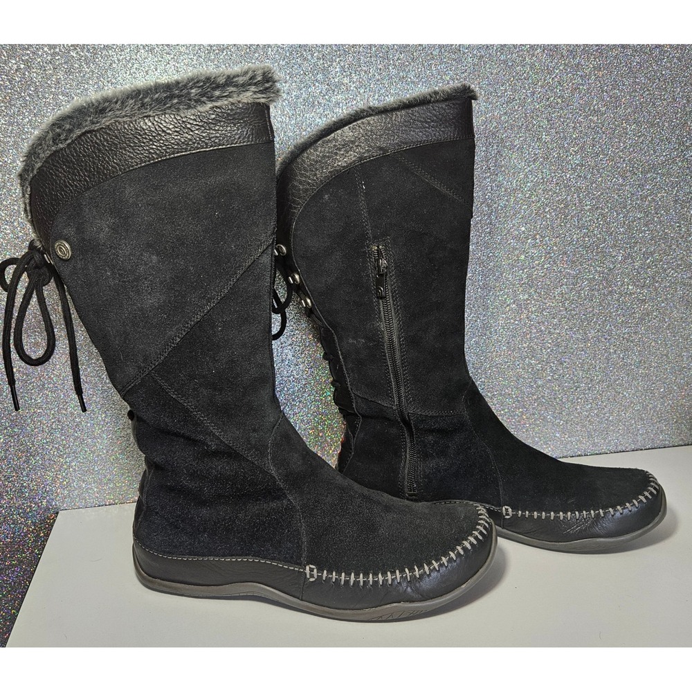 The North Face Women's Black Suede‎ Fur Trim Janey Primaloft Winter Boots 9.5